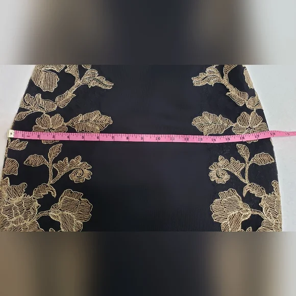 Tadashi Shoji Kami Dress Black & Gold  Knee length Sleeveless Size 6 Petite - Picture 12 of 16